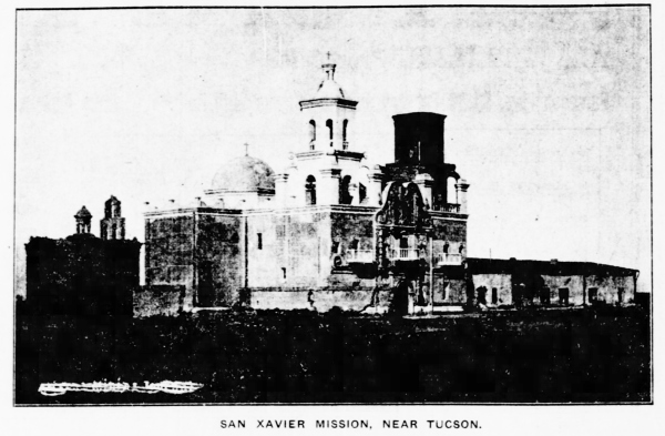 San Xavier Mission about six months prior to Fielding filming there. Arizona Republican, Phoenix, Arizona, November 6, 1911